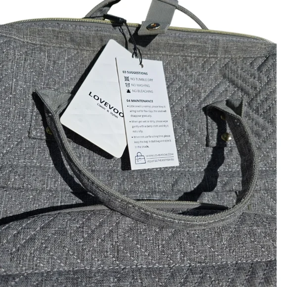 LOVEVOOK Padded Laptop Backpack Grey Travel New With Tags - Picture 3 of 6